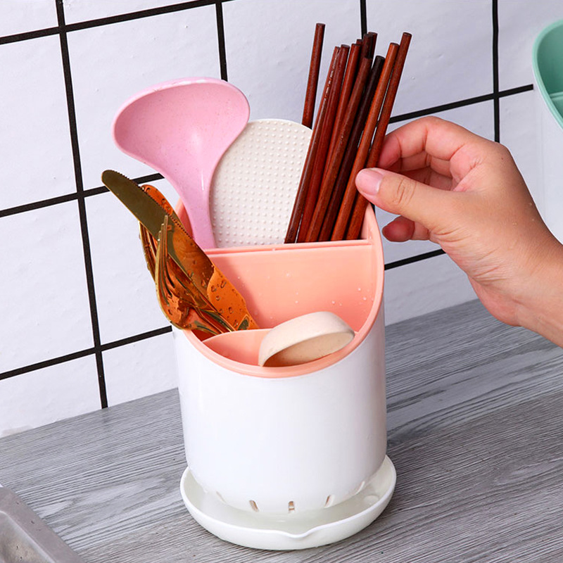 Creative Double Layer Chopsticks Holder Household Kitchen Removable Compartment Drain Chopsticks Cage Tableware Hollow Storage Organize Box