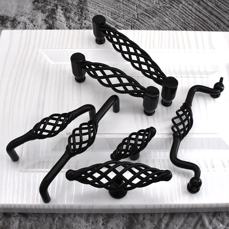 Style Bronze Bird Cage Handle American Antique Modern Minimalist Wardrobe Door Handle Cupboard Drawer Single Hole Handle