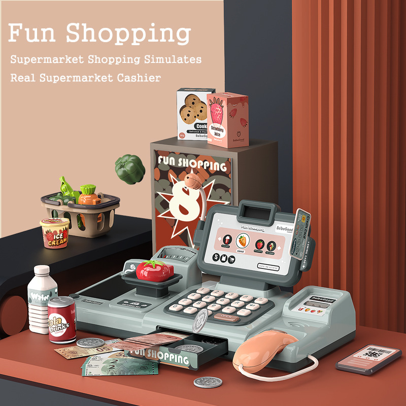 Cross-Border Children&#039;s Intelligent Voice Recognition Cash Register Toy Scanning Sound Amplifier Calculator Mobile Payment Cash Register