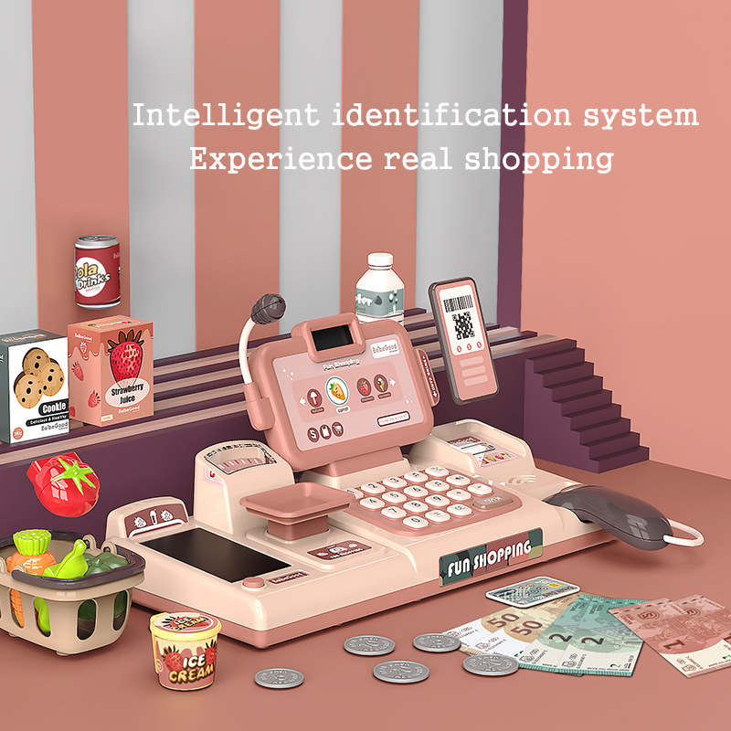Cross-Border Children&#039;s Intelligent Voice Recognition Cash Register Toy Scanning Sound Amplifier Calculator Mobile Payment Cash Register