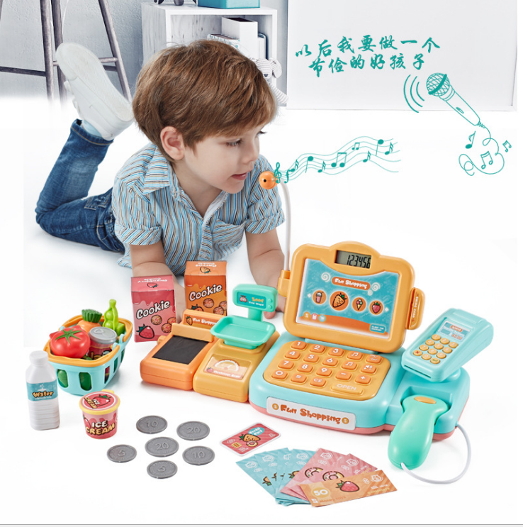 Beibigu Children&#039;s Simulation Supermarket Cash Register Set Toy Puzzle Multi-Function Cash Register Play House