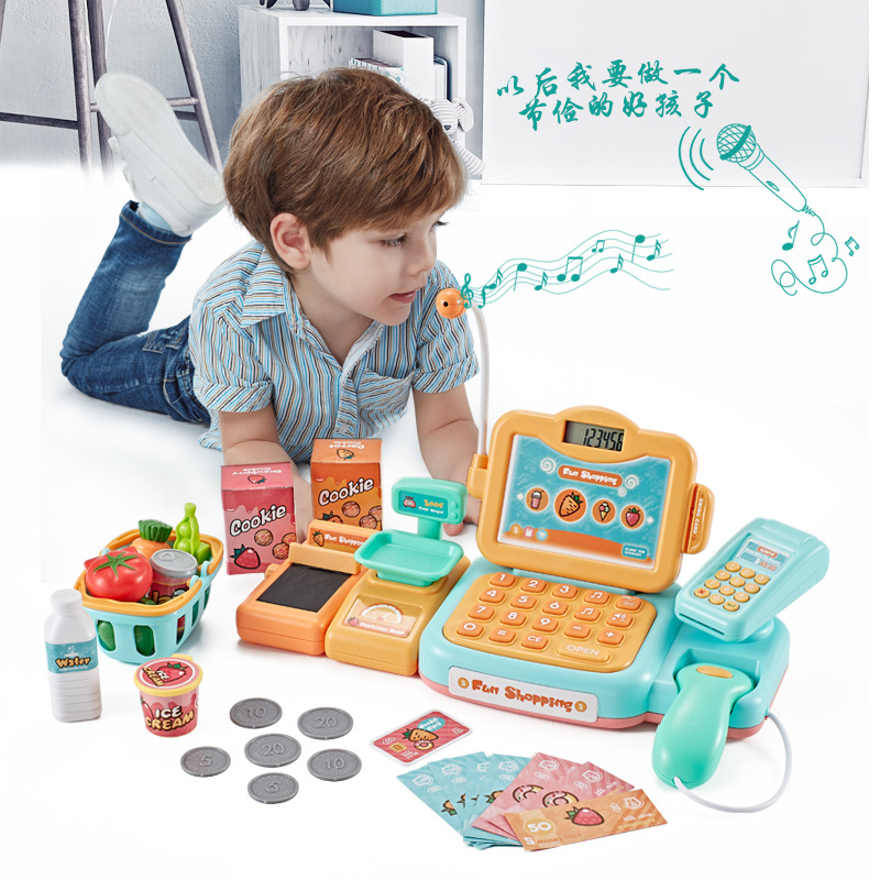 Baby Valley Kids Simulation Supermarket Cash Register Set Toy Educational Multifunctional Cash Register Play House