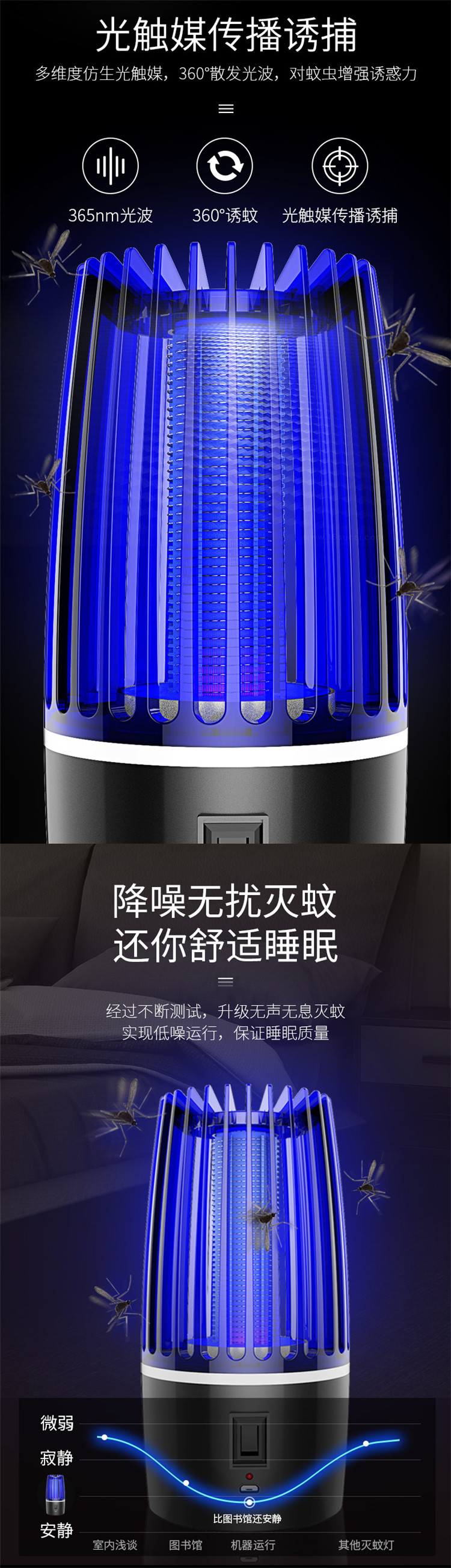 New Electric Shock Charging USB Photocatalyst Mosquito Killing Lamp Household Mosquito Repellent Led Mosquito Killer Mos