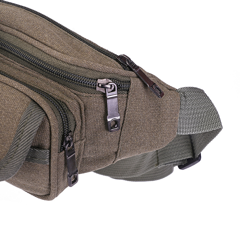 New Waist Bag Men&#039;s and Women&#039;s Multifunctional Multi-Layer Canvas Cash Register Business Bag Wear-Resistant Outdoor Sports Mobile Phone Bag Wallet
