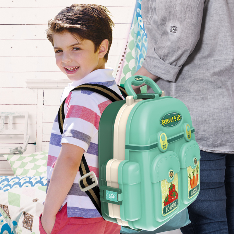Children&#039;s Play House Toy Book Bag Second Generation 8114P Supermarket Cash Register Sales Desk Backpack Export Supply