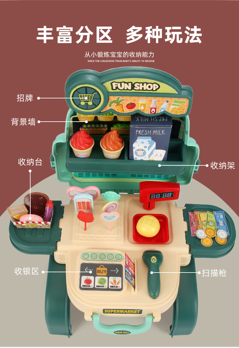 Children's Play House Toy Book Bag Second Generation 8114P Supermarket Cash Register Sales Desk Backpack Export Supply Children's Play House Toy Book Bag Second Generation 8114P Supermarket Cash Register Sales Desk Backpack Export Supply