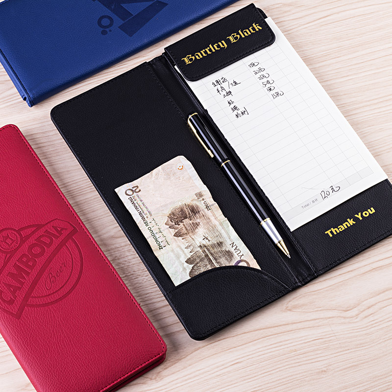 Factory Supply Hotel Leather Cash Register Restaurant Menu Clip Checkout Receipt Bill Can Be Quoted as Pictures and Samples