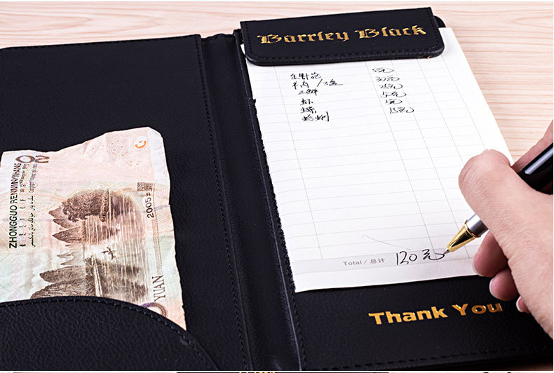 Factory Supply Hotel Leather Cash Register Restaurant Menu Clip Checkout Receipt Bill Can Be Quoted as Pictures and Samples Factory Supply Hotel Leather Cash Register Restaurant Menu Clip Checkout Receipt Bill Can Be Quoted as Pictures and Samples