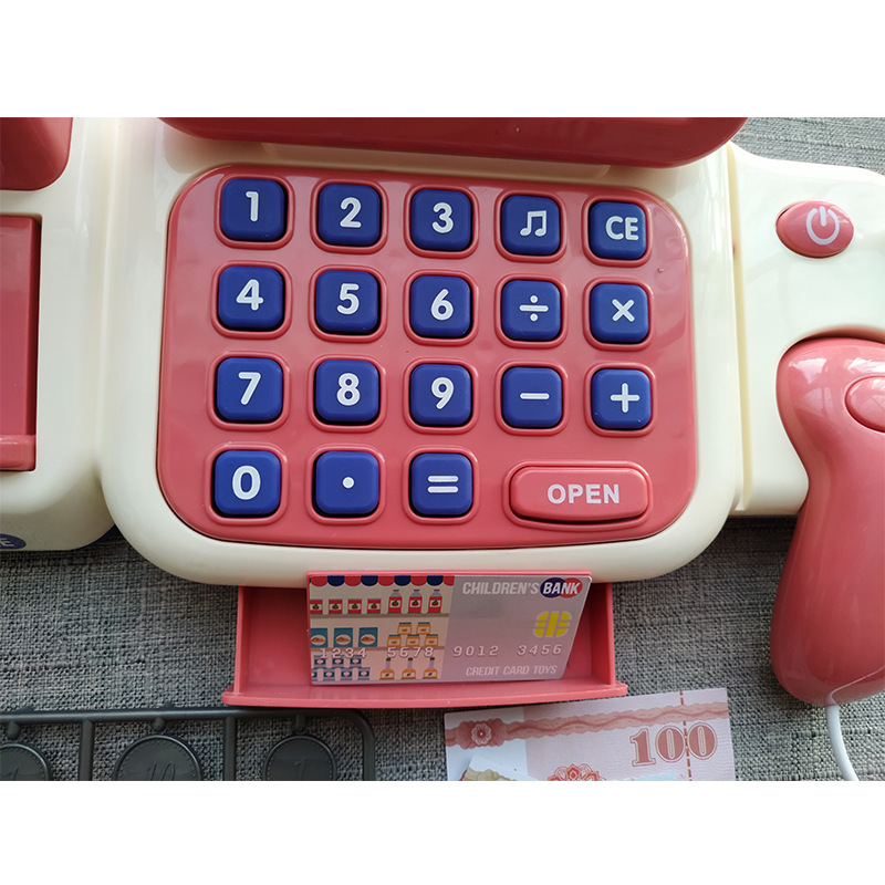 Cross-Border New Arrival Children Play House Supermarket Cash Register Intelligent Voice Scanning Card Swiping Multifunctional Baby Toys