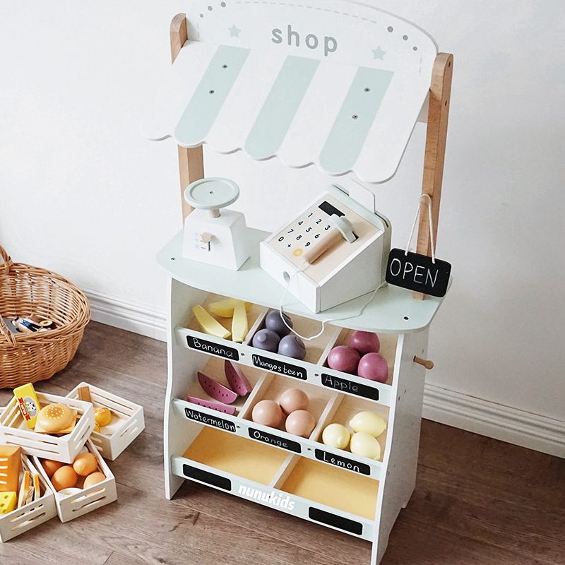 Cross-Border Children Play House Kitchen Toys Sale a Fruit Stall Canteen Supermarket Cash Register Bakery Shopping