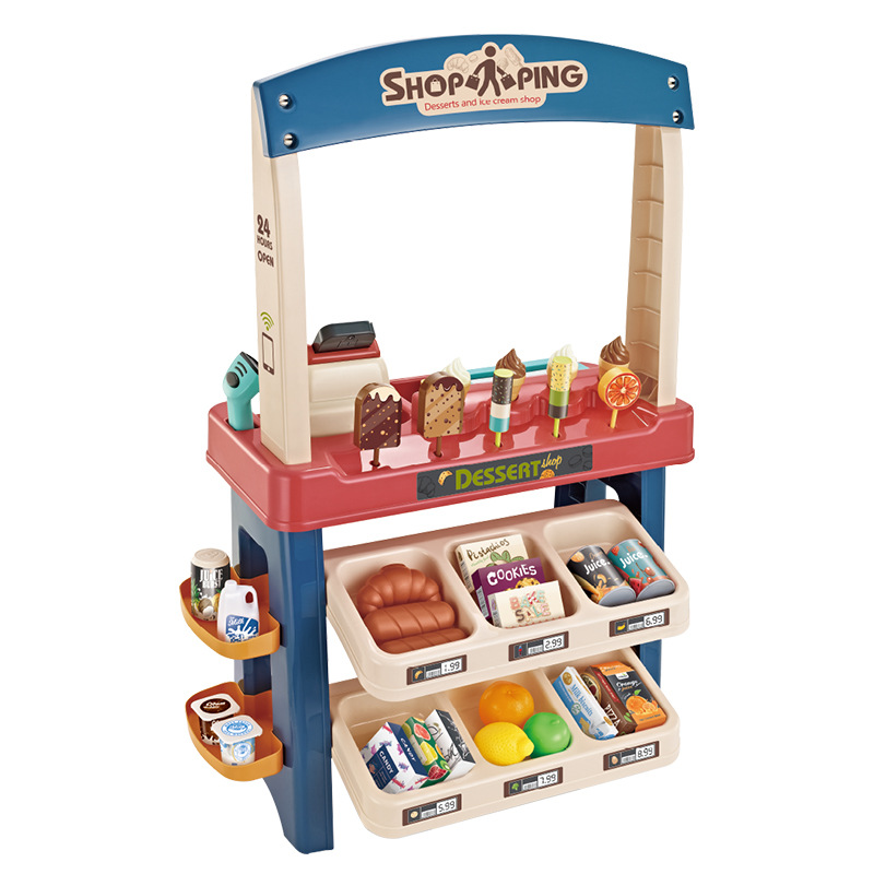 Xiaomingxing Children Play House Supermarket Toy Simulation Cash Register Shelf Shopping Cart Toy Set One Product Dropshipping