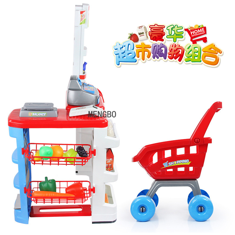 Play House Children&#039;s Kitchen Kitchenware Cooking Toys Workbench Fast Food Restaurant Supermarket Stall Shopping Cart Cash Register