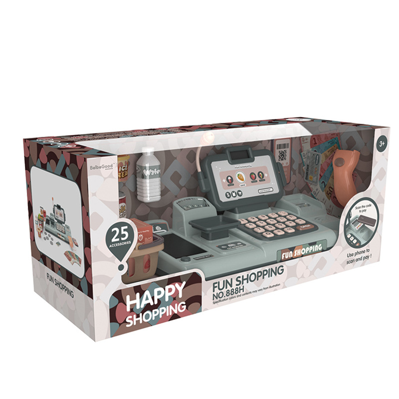 Cross-Border Children&#039;s Simulation Voice Scanning Cashier Set Calculator Mobile Payment Cash Register Play House Toys