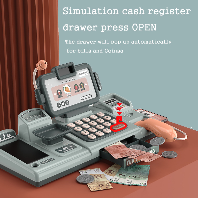 Cross-Border Children's Simulation Voice Scanning Cashier Set Calculator Mobile Payment Cash Register Play House Toys Cross-Border Children's Simulation Voice Scanning Cashier Set Calculator Mobile Payment Cash Register Play House Toys