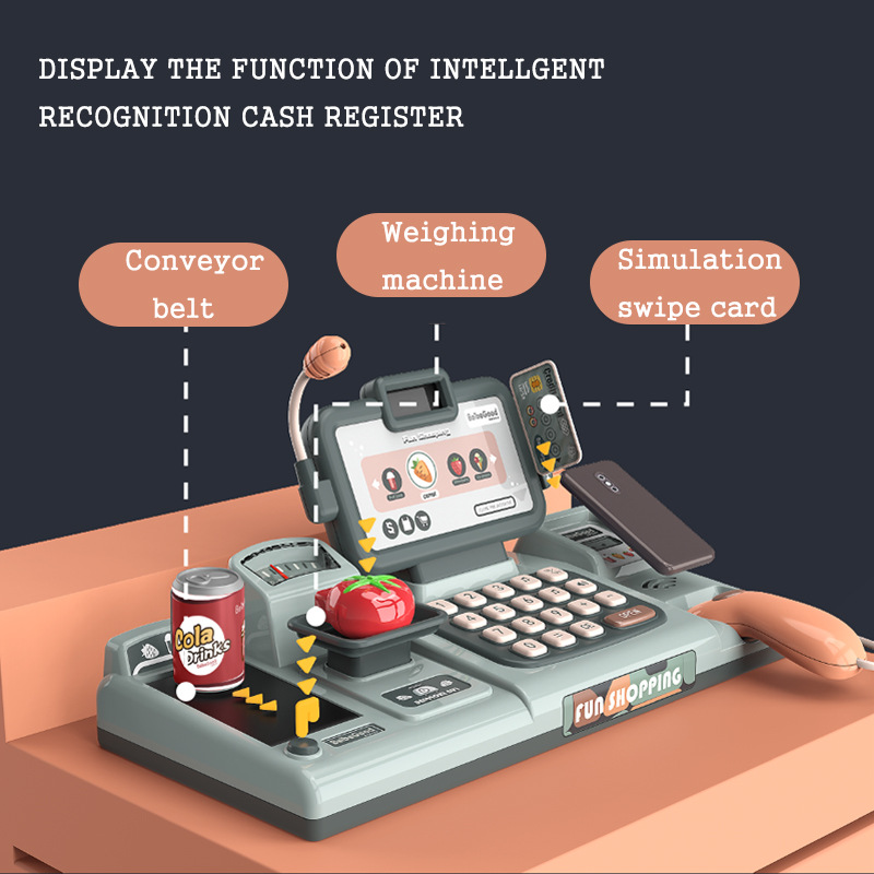 Cross-Border Children's Simulation Voice Scanning Cashier Set Calculator Mobile Payment Cash Register Play House Toys Cross-Border Children's Simulation Voice Scanning Cashier Set Calculator Mobile Payment Cash Register Play House Toys
