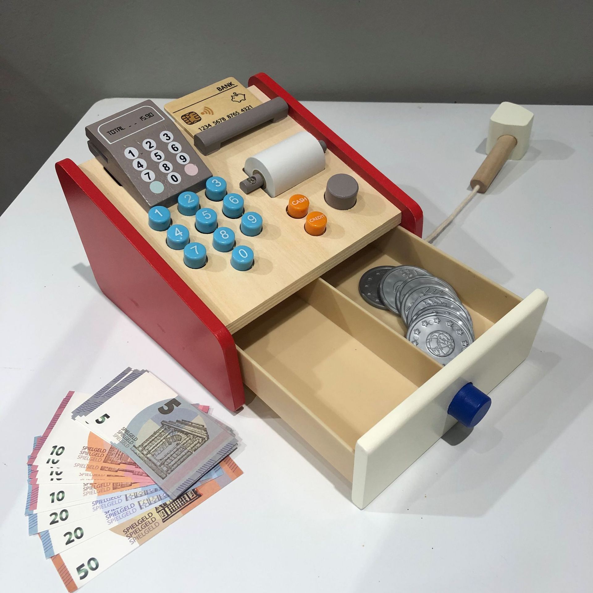 Factory Direct Sales Export Original Wooden Simulation Cash Register Collection Desk Children Counting Money Coin Play House Toy Factory Direct Sales Export Original Wooden Simulation Cash Register Collection Desk Children Counting Money Coin Play House Toy