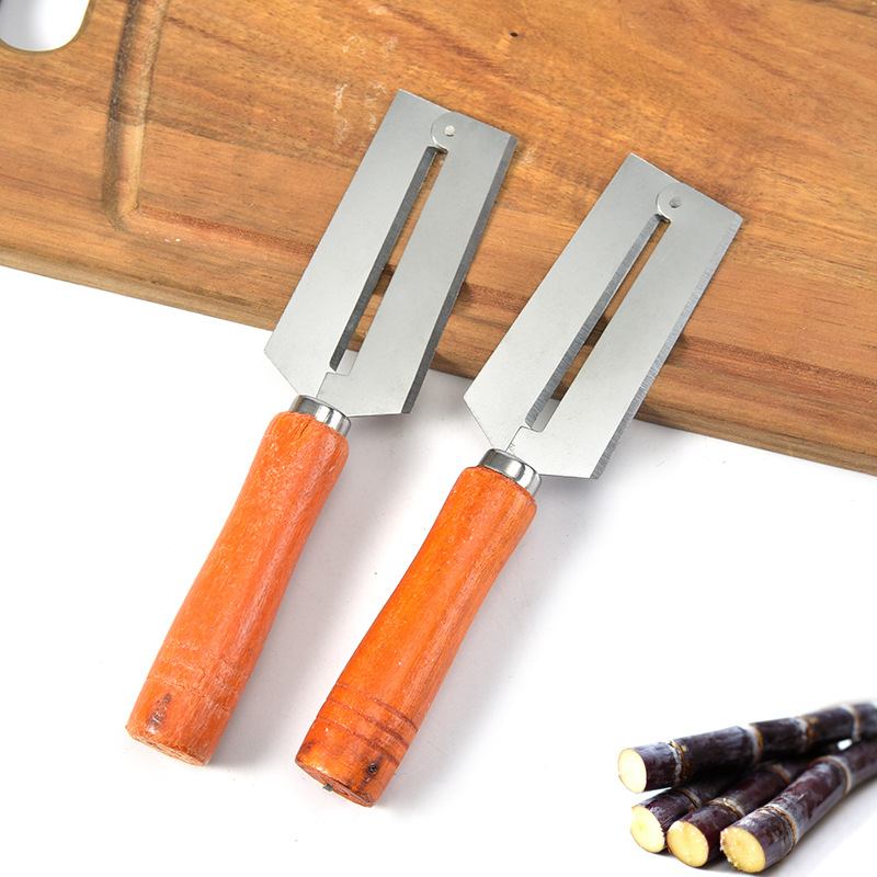 Factory Direct Sales Stainless Steel Wooden Handle Gan Cane Knife Paring Knife Gan Cane Knife Pineapple Knife Cane Knife Melon/Fruit Peeler