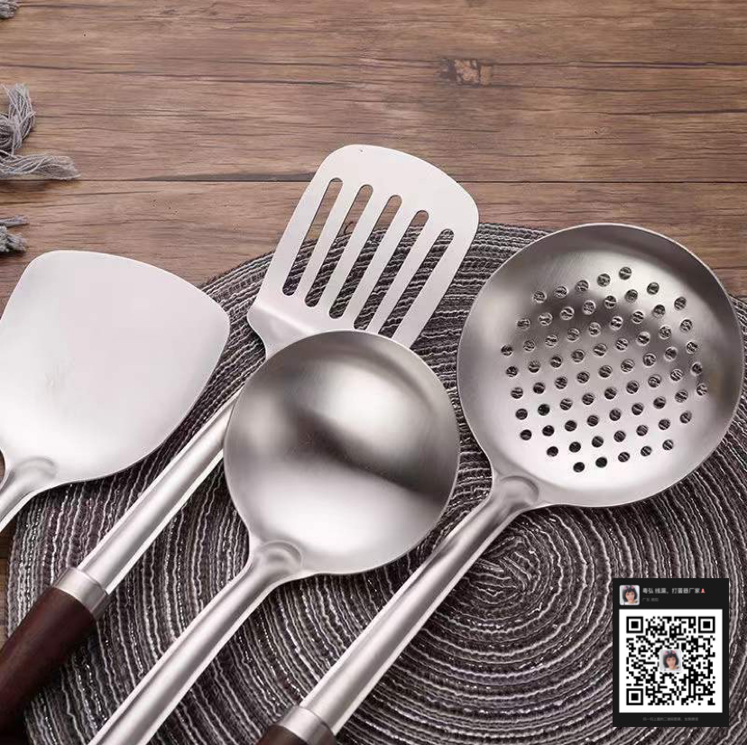Stainless Steel Kitchenware Does Not Hurt Pot Spatula Soup Spoon Spatula Colander High Temperature Resistant Kitchen Supplies Thickened