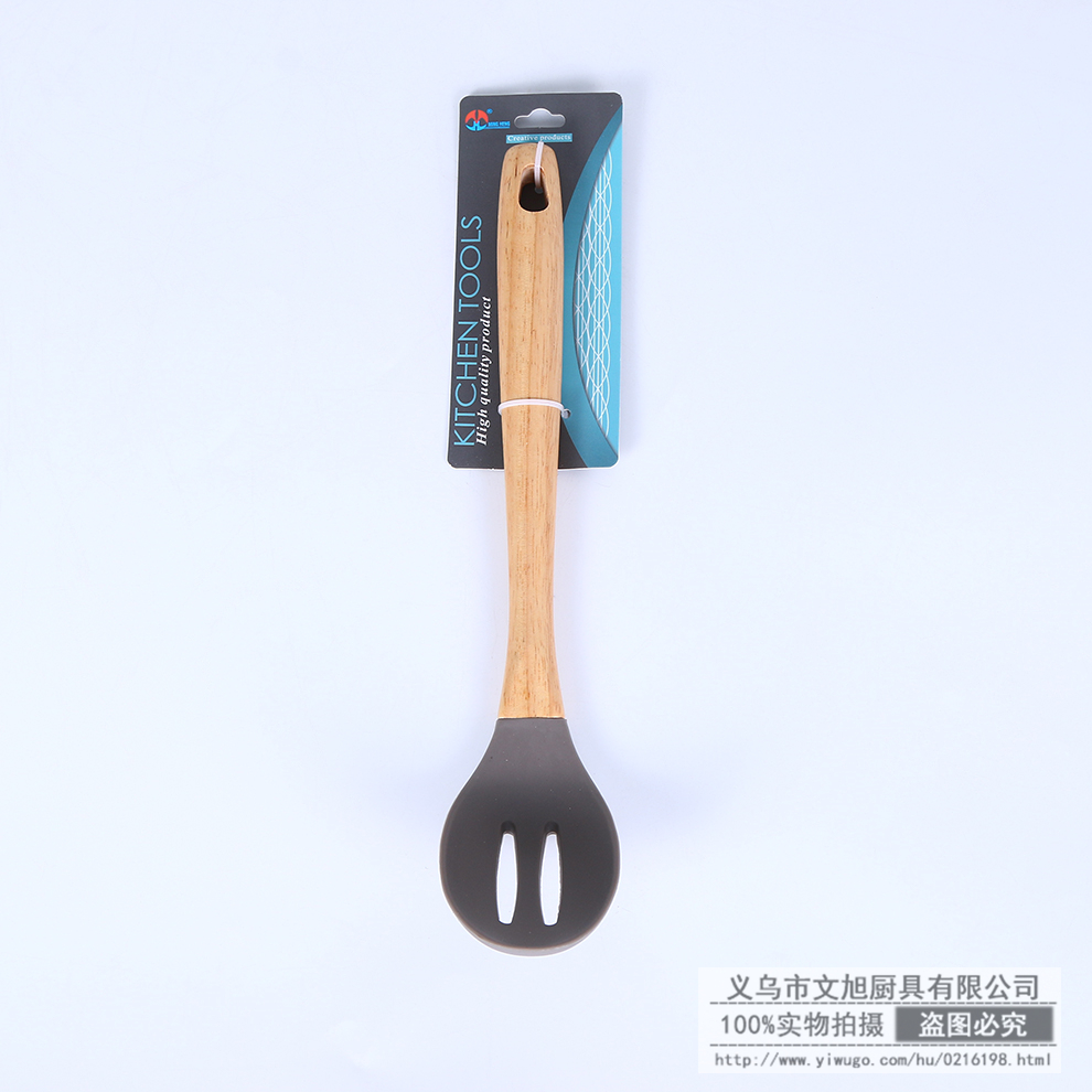 Wooden Handle Non-Stick Spatula Spatula Silicone Kitchenware High Temperature Resistant Oil Brush Cooking Spoon and Shovel Spatula Colander Factory Direct Sales