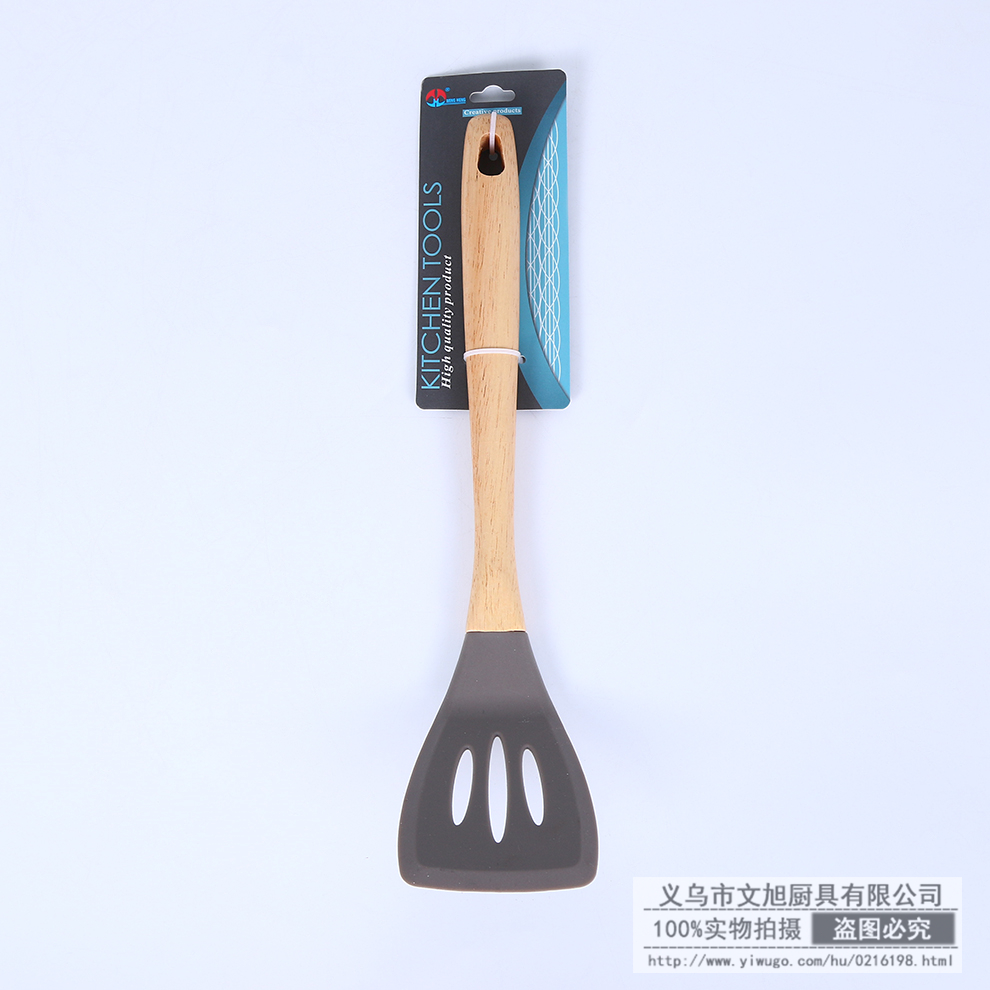 Wooden Handle Non-Stick Spatula Spatula Silicone Kitchenware High Temperature Resistant Oil Brush Cooking Spoon and Shovel Spatula Colander Factory Direct Sales