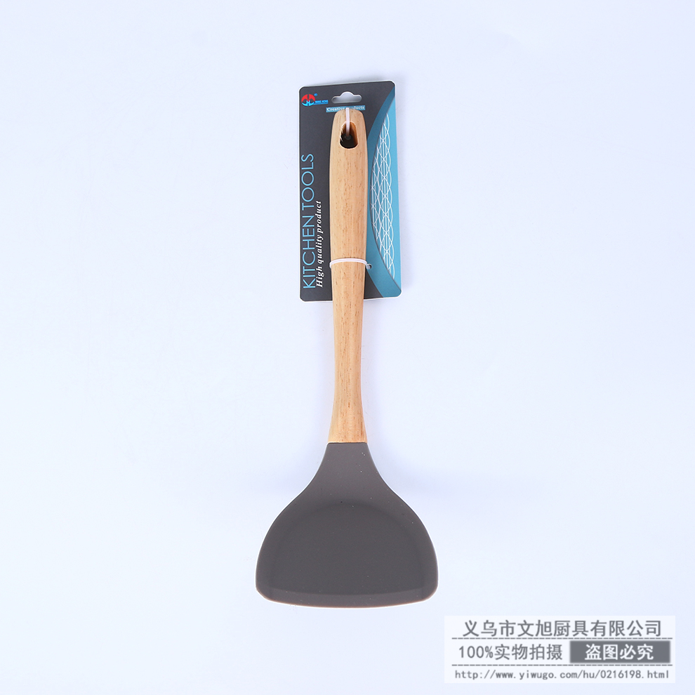 Wooden Handle Non-Stick Spatula Spatula Silicone Kitchenware High Temperature Resistant Oil Brush Cooking Spoon and Shovel Spatula Colander Factory Direct Sales