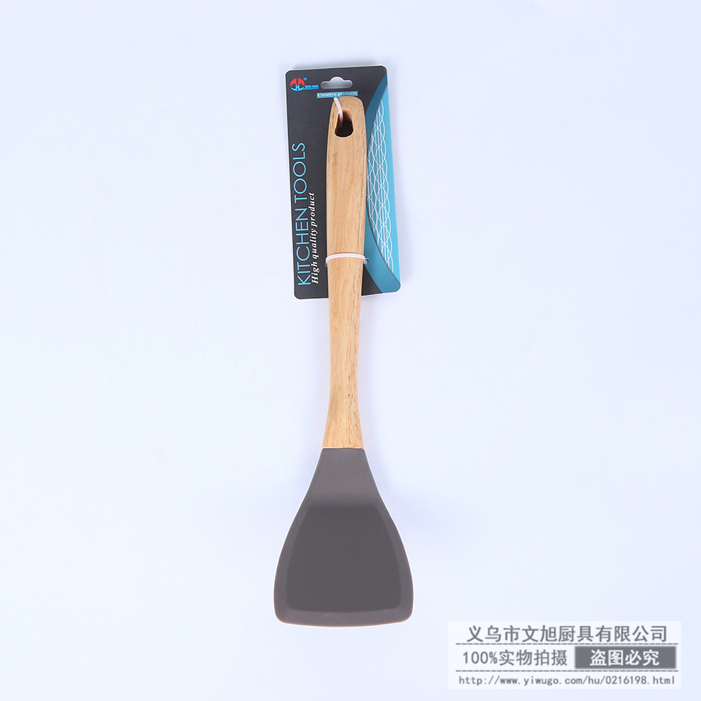 Wooden Handle Non-Stick Spatula Spatula Silicone Kitchenware High Temperature Resistant Oil Brush Cooking Spoon and Shovel Spatula Colander Factory Direct Sales