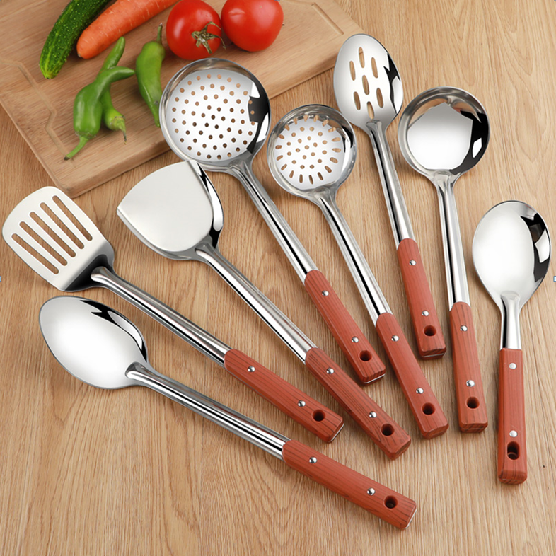 Hot Sale Wood Grain Ladel 12 Colander Factory Direct Sales Stainless Steel Kitchenware Home Kitchen Supplies Wholesale Hot Sale Wood Grain Ladel 12 Colander Factory Direct Sales Stainless Steel Kitchenware Home Kitchen Supplies Wholesale
