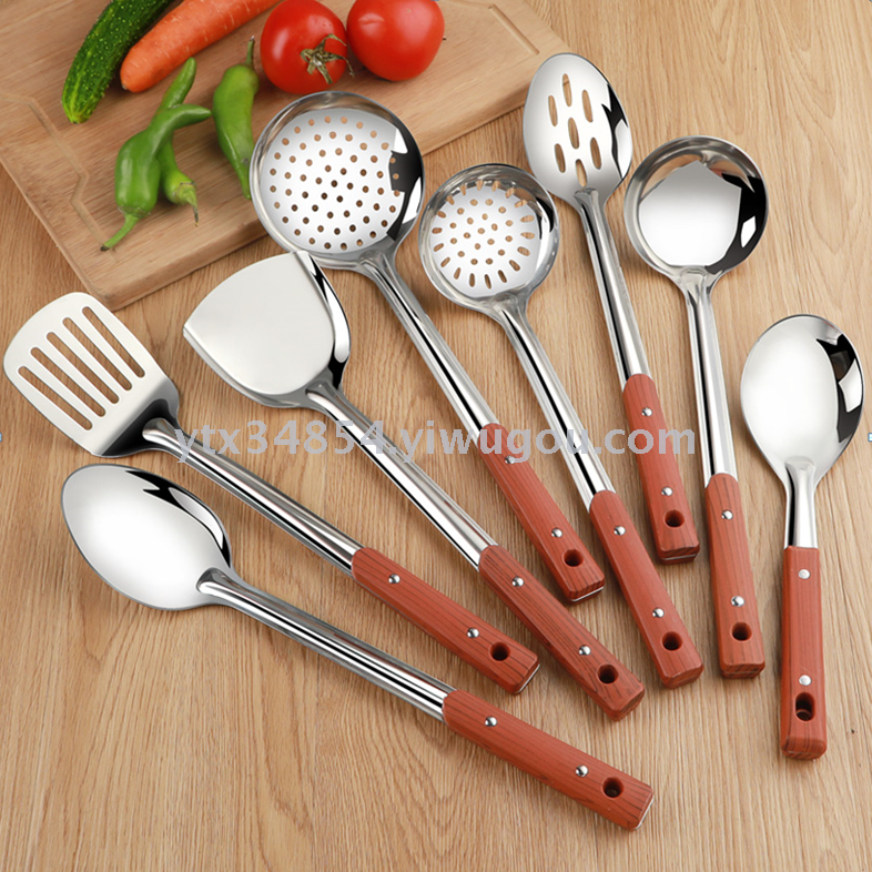 Hot Sale Wood Grain Ladel 12 Colander Factory Direct Sales Stainless Steel Kitchenware Home Kitchen Supplies Wholesale