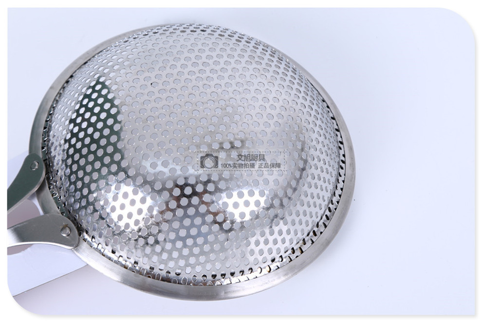 Stainless Steel Colander Long Handle Big Strainer Colander Household Kitchen Drain Oil Strainer Oil Dipper Hot Pot Slotted Ladle Colander Removing Oil Residue