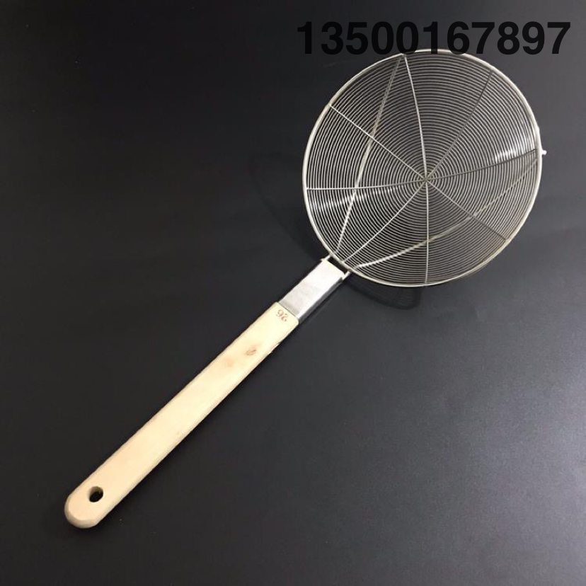 Stainless Steel Drain Scoop Filter Net Fishing Noodles Strainer Fried Steel Wire Large Fence Strainer Long Handle Commercial Colander