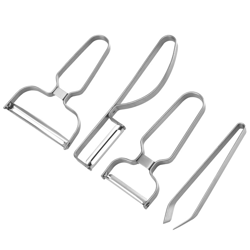 Factory Direct Sales Household Peeler Set Stainless Steel Paring Knife 4-Piece Set Melon Fruit Peeler Kitchen Gadget