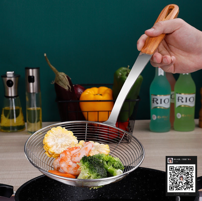 Stainless Steel Skimmer Colander Strainer Domestic Hot Pot Strainer Deep Frying Spoon Dumplings Pasta Spoon Strainer Large