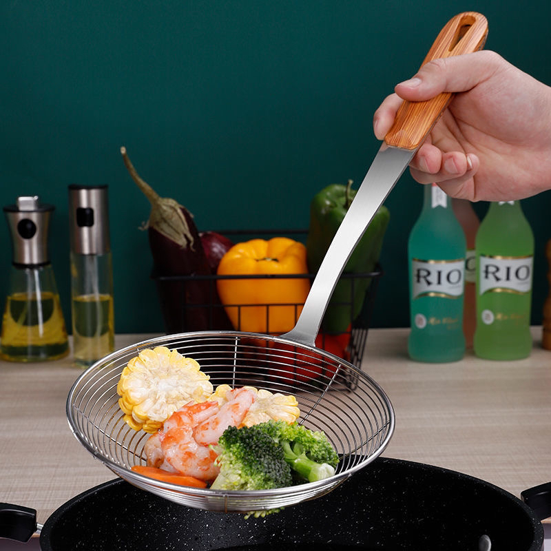 Stainless Steel Skimmer Colander Strainer Domestic Hot Pot Strainer Deep Frying Spoon Dumplings Pasta Spoon Strainer Large