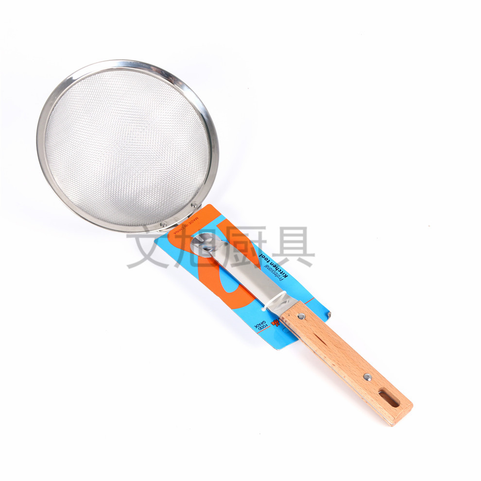 Wooden Handle Stainless Steel Colander Road Filter Kitchen Strainer Commercial Large Oil Grid Household Strainer Wooden Handle Stainless Steel Colander Road Filter Kitchen Strainer Commercial Large Oil Grid Household Strainer