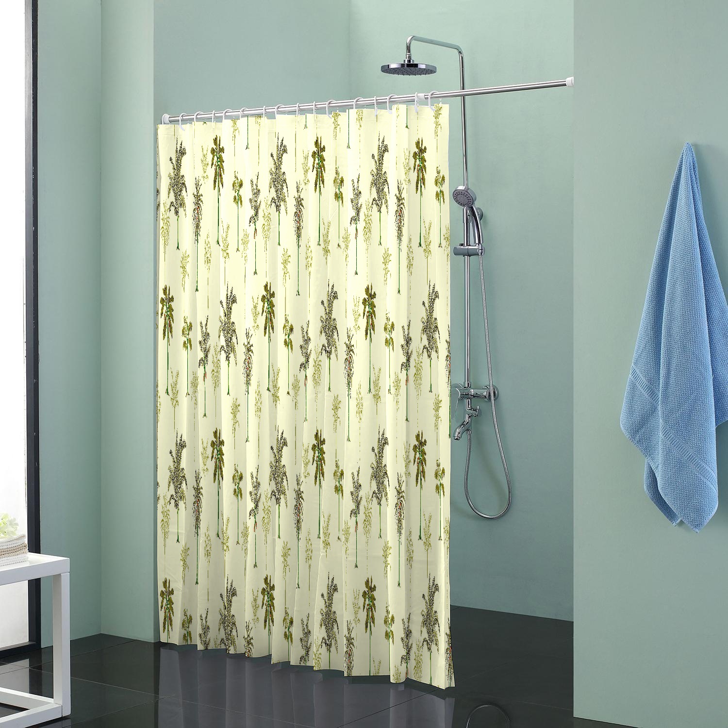 Punch-Free Shower Curtain Set Waterproof and Mildew-Proof Curtain Fabric Thickened Curtain Bathroom Bathroom Door Curtain Bath Partition Curtain