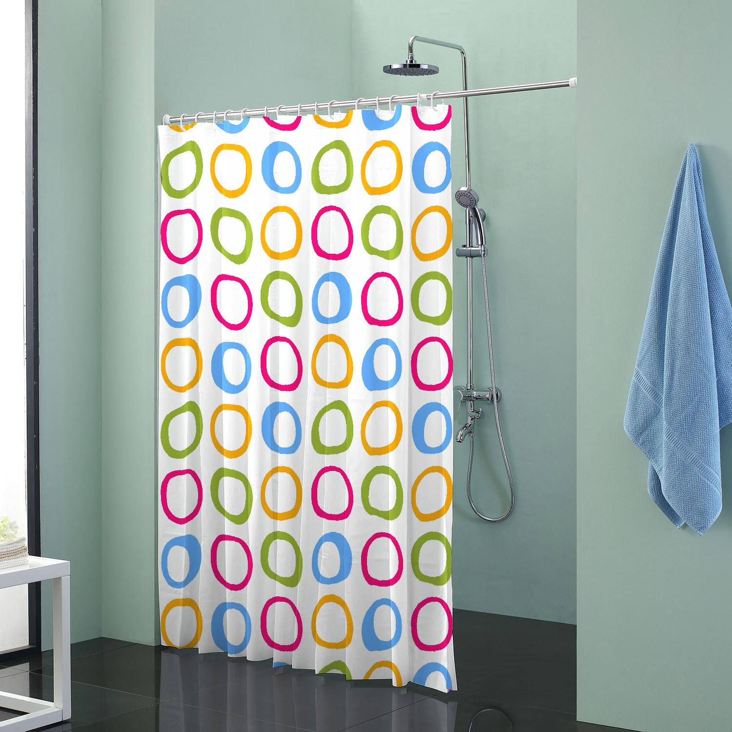 Punch-Free Shower Curtain Set Waterproof and Mildew-Proof Curtain Fabric Thickened Curtain Bathroom Bathroom Door Curtain Bath Partition Curtain
