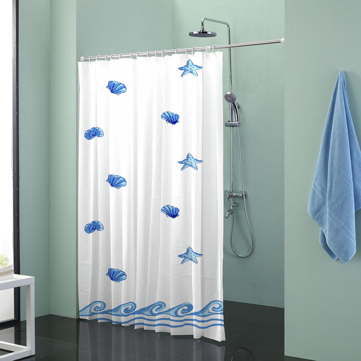 Punch-Free Shower Curtain Set Waterproof and Mildew-Proof Curtain Fabric Thickened Curtain Bathroom Bathroom Door Curtain Bath Partition Curtain