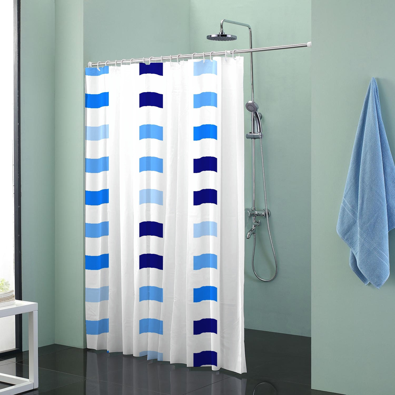 Punch-Free Shower Curtain Set Waterproof and Mildew-Proof Curtain Fabric Thickened Curtain Bathroom Bathroom Door Curtain Bath Partition Curtain