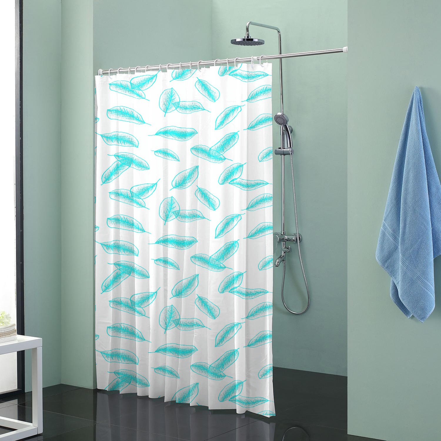 Punch-Free Shower Curtain Set Waterproof and Mildew-Proof Curtain Fabric Thickened Curtain Bathroom Bathroom Door Curtain Bath Partition Curtain