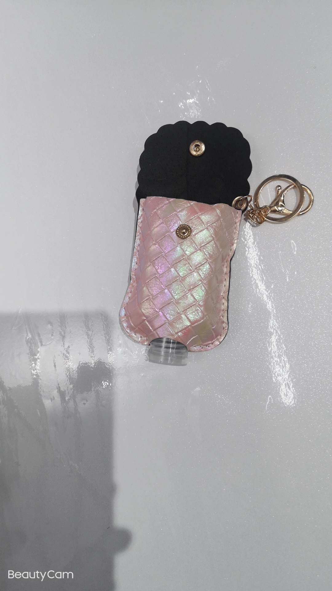 Europe and America Cross Border Spot Color Bright Leather Keychain Outdoor Portable 60ml Hand Sanitizer Pu Set with Fire Extinguisher Bottles Wholesale