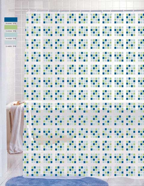 Manufacturers direct small lattice small curtain printing small curtain thickened waterproof small curtain mildew resistant polyester fabric bath curtain fabric