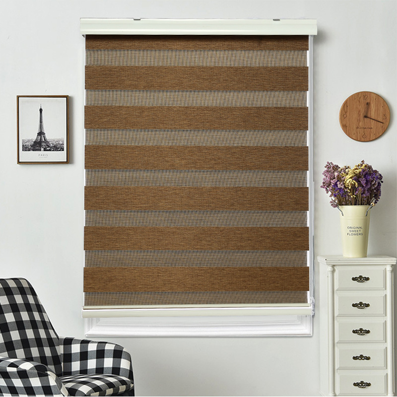 Factory Direct Sales Home Decoration Hotel Office Roller Shutter Simple European Vintage Jacquard Soft Gauze Curtain Fabric Finished Product