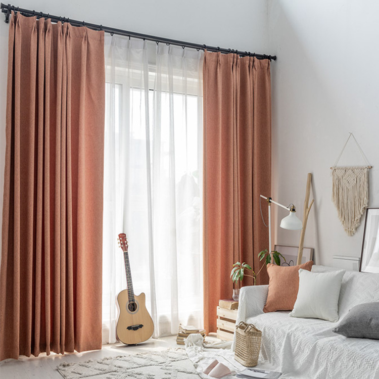 Factory Blackout Curtain Fabric Cashmere Chenille Finished Products Customized Wholesale and Retail Casual Cuts Solid Color Modern Simple Cloth