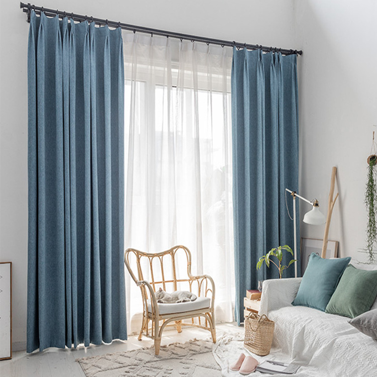 Factory Blackout Curtain Fabric Cashmere Chenille Finished Products Customized Wholesale and Retail Casual Cuts Solid Color Modern Simple Cloth