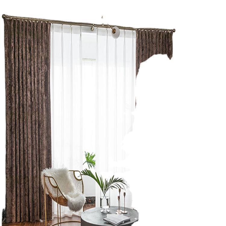 Factory Blackout Curtain Fabric Cashmere Chenille Finished Products Customized Wholesale and Retail Casual Cuts Solid Color Modern Simple Cloth