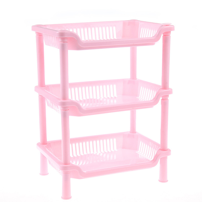 Korean Style Bathroom Three-Layer Square Storage Rack Plastic Storage Shelf Bathroom Kitchen Storage Rack Floor-Type Tripod