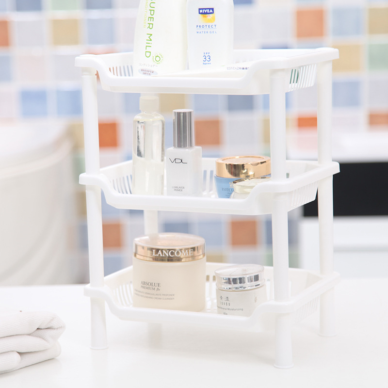 Korean Style Bathroom Three-Layer Square Storage Rack Plastic Storage Shelf Bathroom Kitchen Storage Rack Floor-Type Tripod Korean Style Bathroom Three-Layer Square Storage Rack Plastic Storage Shelf Bathroom Kitchen Storage Rack Floor-Type Tripod