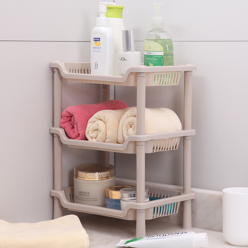 Korean Style Bathroom Three-Layer Square Storage Rack Plastic Storage Shelf Bathroom Kitchen Storage Rack Floor-Type Tripod Korean Style Bathroom Three-Layer Square Storage Rack Plastic Storage Shelf Bathroom Kitchen Storage Rack Floor-Type Tripod
