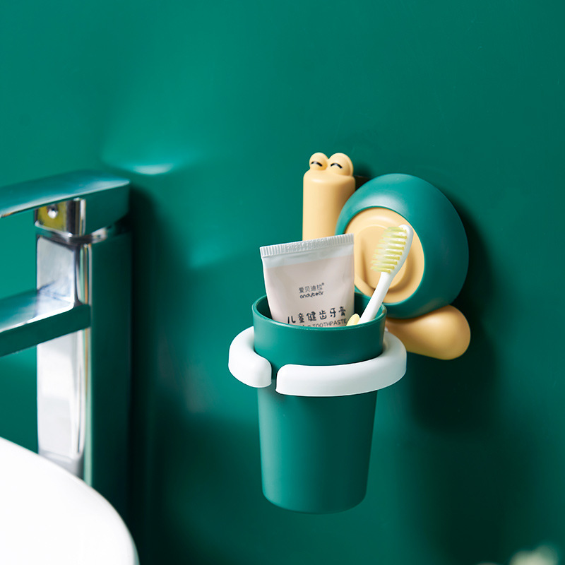 Children&#039;s Toothbrush Holder Punch-Free Toothbrush Rack Cartoon Cute Tooth-Cleaners Shelf Wall-Mounted Bathroom Toothbrush Holder