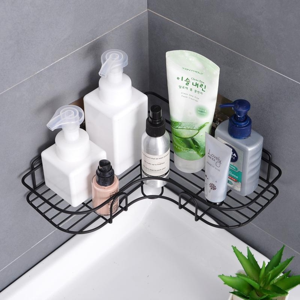 Kitchen shelf non-punch corner bathroom gargle bathroom tripod without trace wall storage rack Kitchen shelf non-punch corner bathroom gargle bathroom tripod without trace wall storage rack